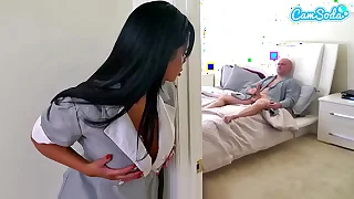 Big Tits Latina Maid Busted Masturbating Has To Polish Huge Cock